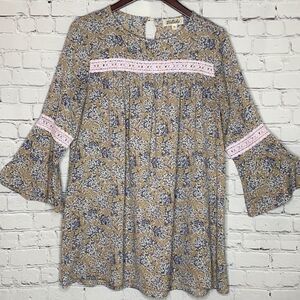 Listicle Ditsy Floral Babydoll Tunic Swing Dress M‎